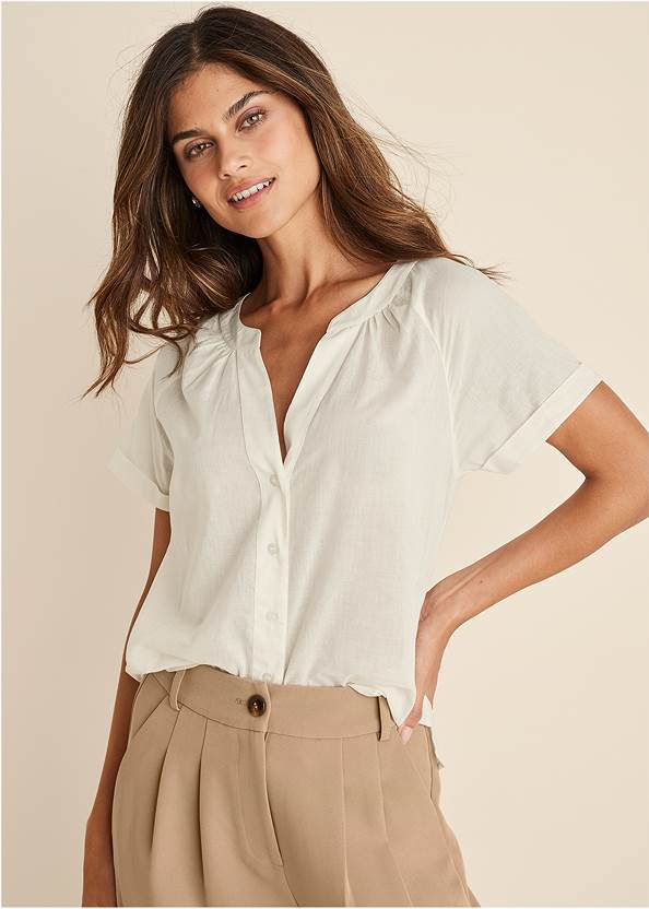 Cropped front view Short Sleeve Blouse