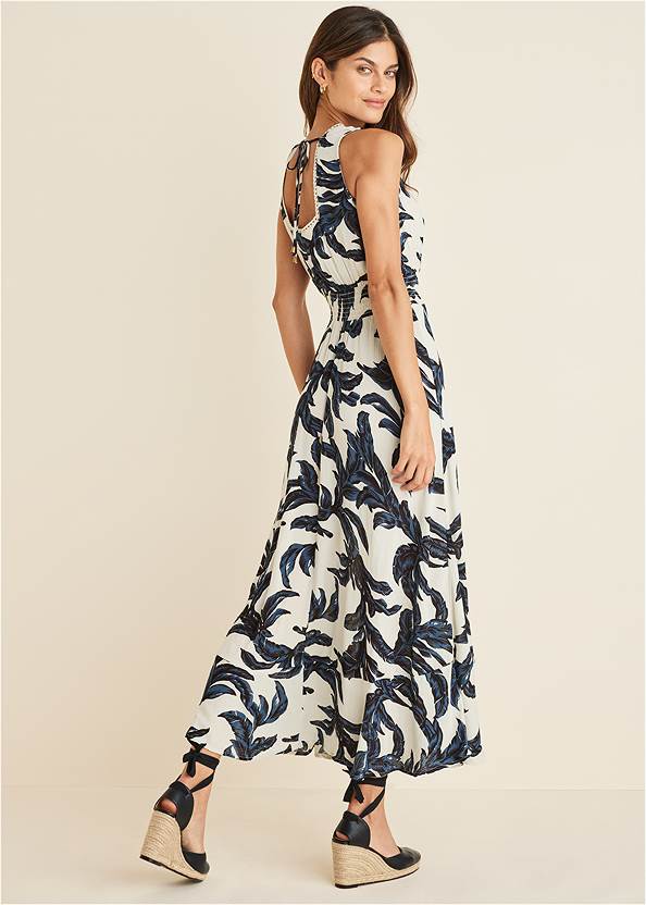 Full back view Open Back Printed Dress
