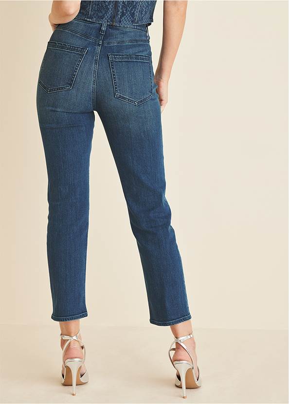 Waist down back view Lace Print Straight Jeans