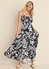 Full front view Ruffle Tie-Back Maxi Dress