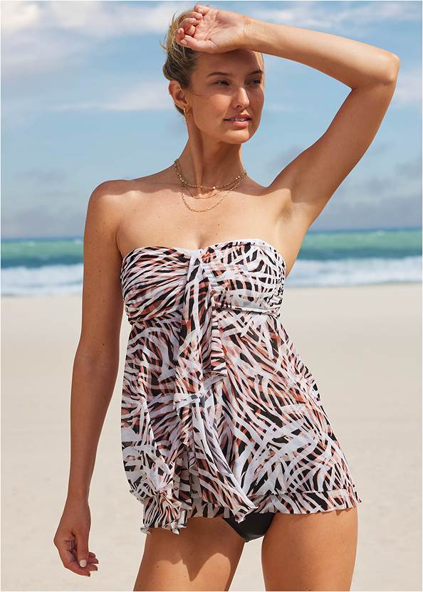 Front View  Flowing Bandeau Tankini Top