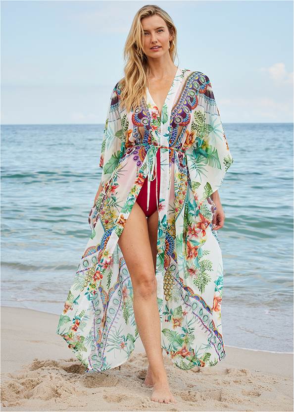 Kimono Cover-Up,Crisscross One-Piece
