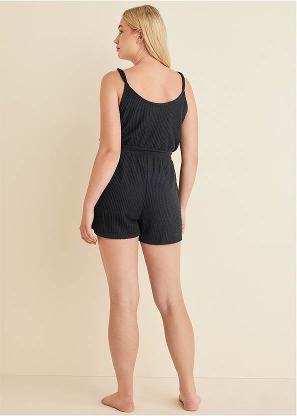 BACK View Cozy Waffle Romper