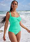 Full Front View Ruched Bra One-Piece
