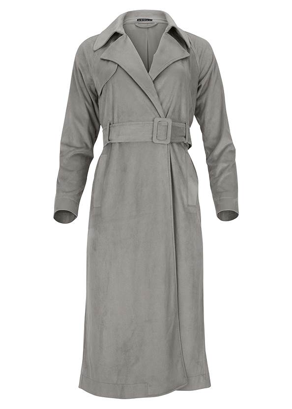 Ghost with background front view Faux Suede Trench Coat