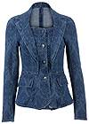 Ghost with background front view Lace Print Denim Blazer