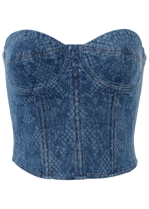 Ghost with background front view Lace Print Denim Corset