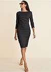 Front View Ruched Midi Dress