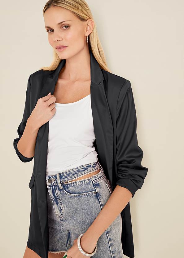 Double Breasted Blazer,Basic Cami Two Pack