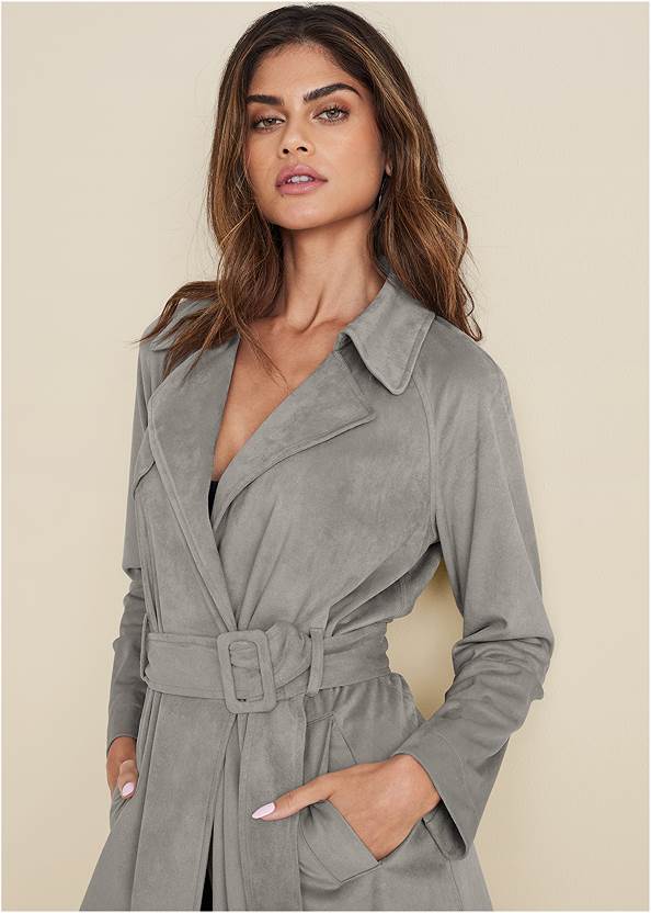 Alternate View Faux Suede Trench Coat