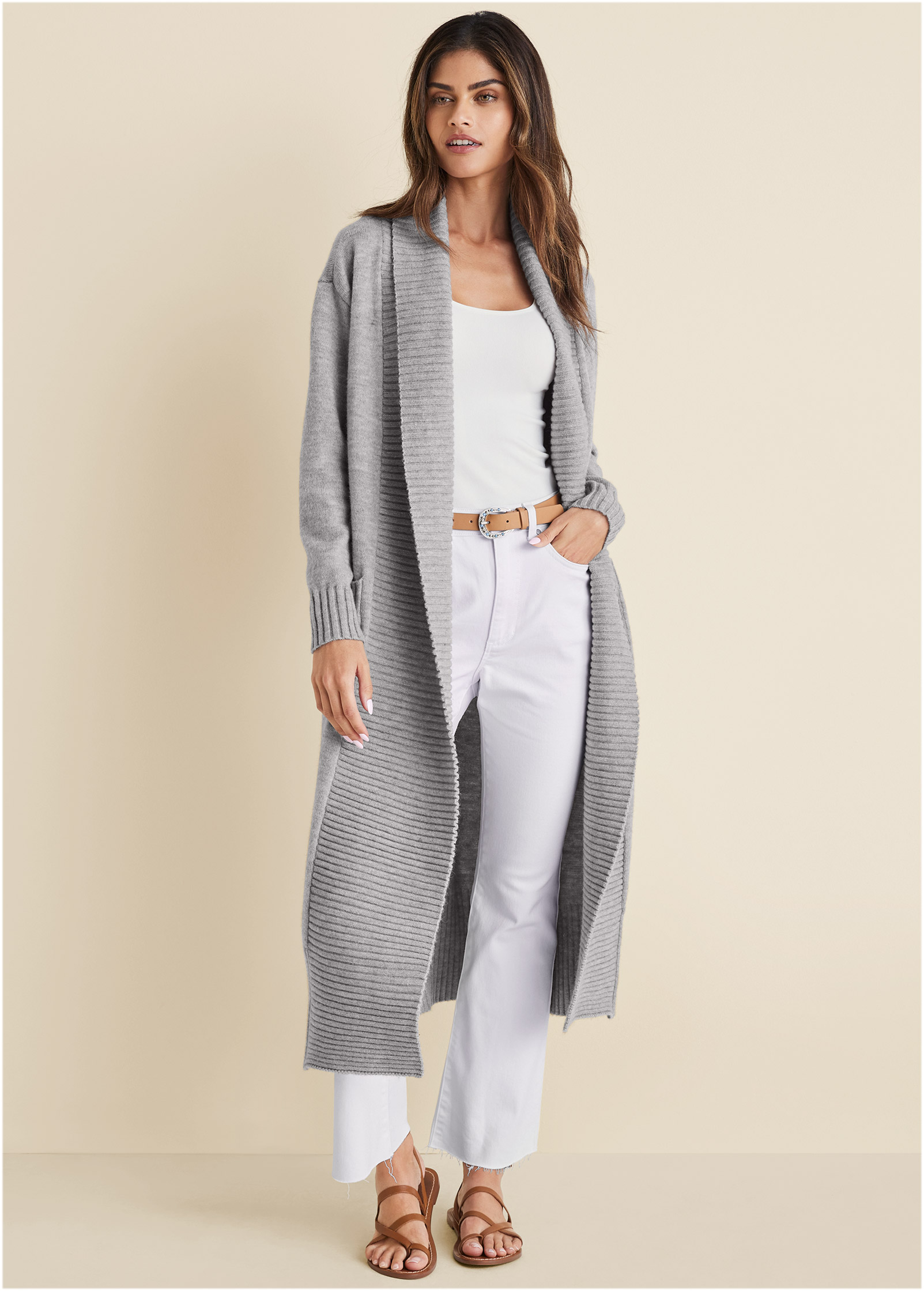 CARDIGAN DUSTER in Medium Heather Grey | VENUS