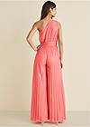 Full back view Gold Foil Pleated Jumpsuit