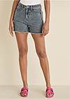Waist down front view Rhinestone Cut Out Shorts