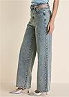 Waist down side view Rhinestone Cut Out Jeans