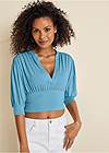 Alternate View V-Neck Puff Sleeve Top