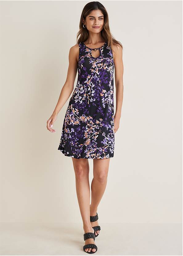 Front View Floral Printed Casual Dress