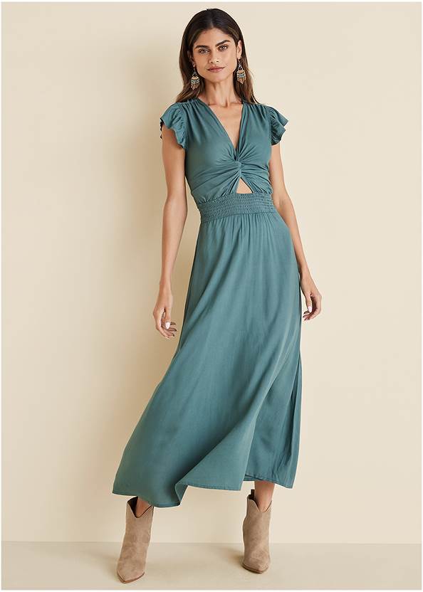Full front view Twist Front Maxi Dress