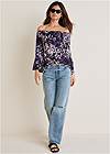 Full Front View Off-The-Shoulder Floral Top