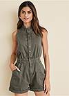 Cropped front view Twill Utility Romper