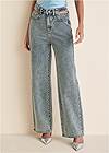 Waist down front view Rhinestone Cut Out Jeans
