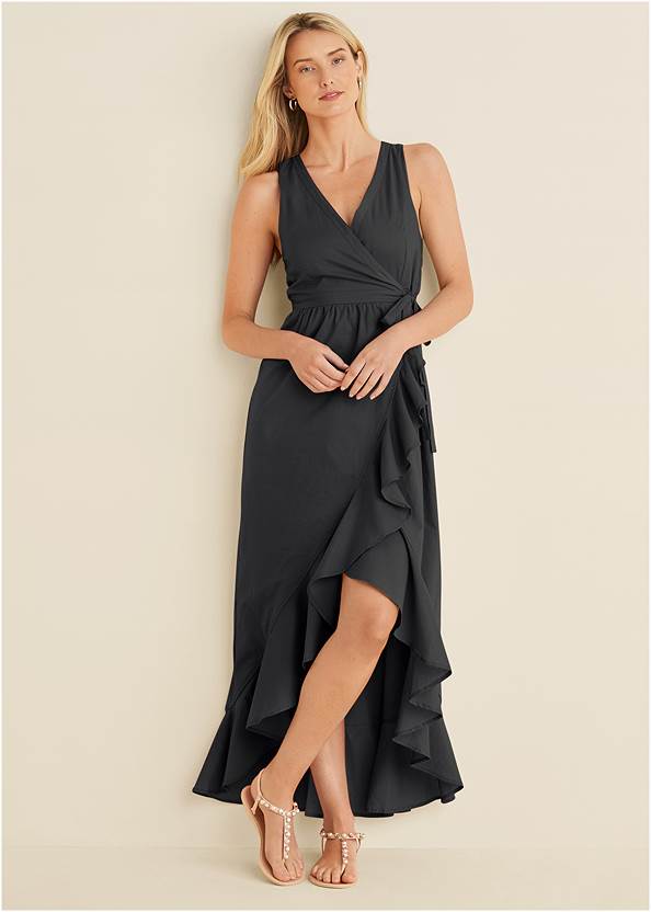 Front View High-Low Wrap Dress