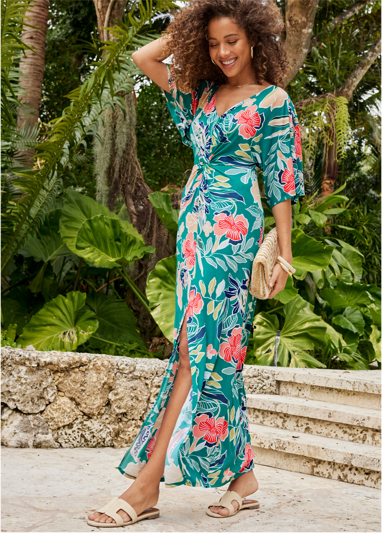 Twist Front Maxi Dress in Paradise Floral | VENUS