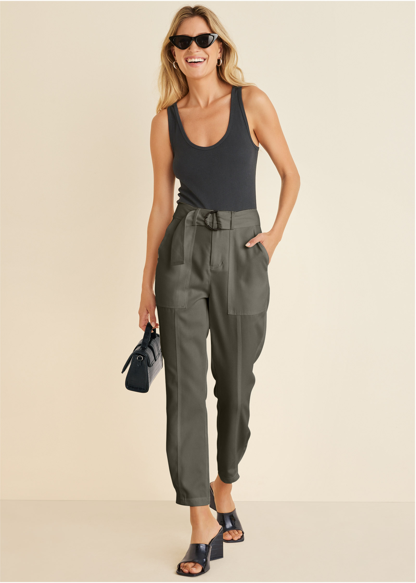 RELAXED TWILL STRAIGHT PANT in Olive | VENUS
