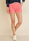 Front View Eyelet Cuffed Button Shorts