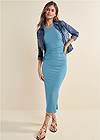 Front View Ribbed Bodycon Midi Dress