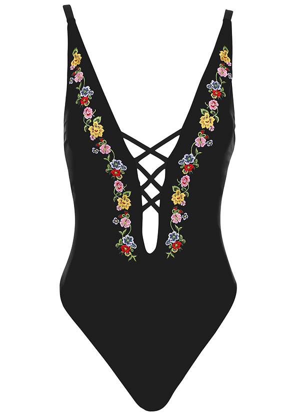 Alternate View Embroidered One-Piece