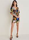 Front View Printed Tie Mini Dress