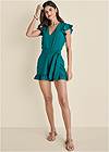 Front View Fluted Satin Romper