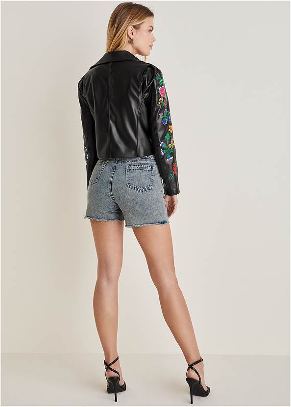 BACK View Printed Faux-Leather Jacket