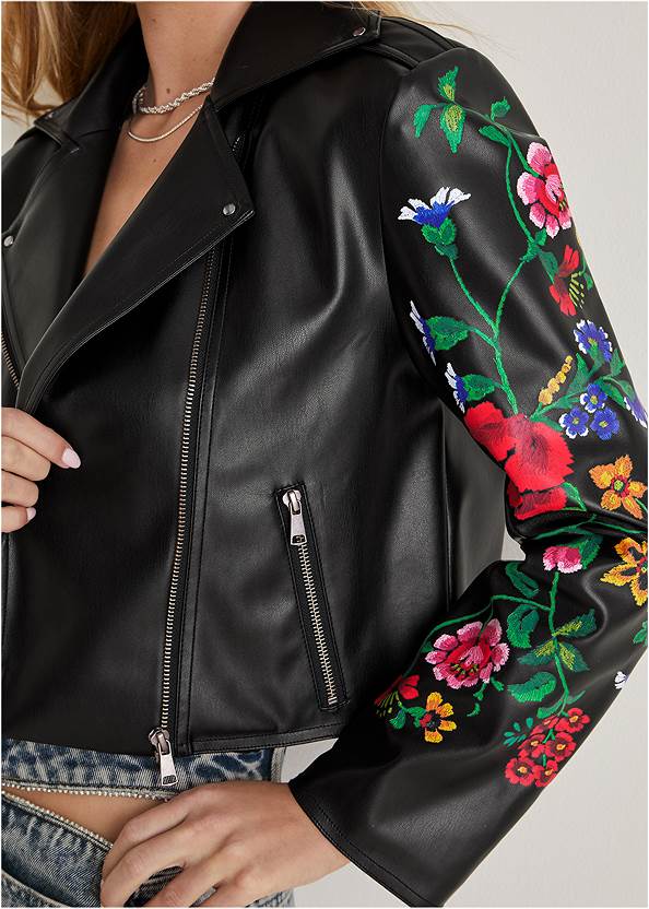 Alternate View Printed Faux-Leather Jacket