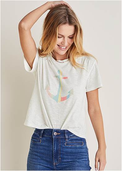 Plus Size Anchor Graphic Tee