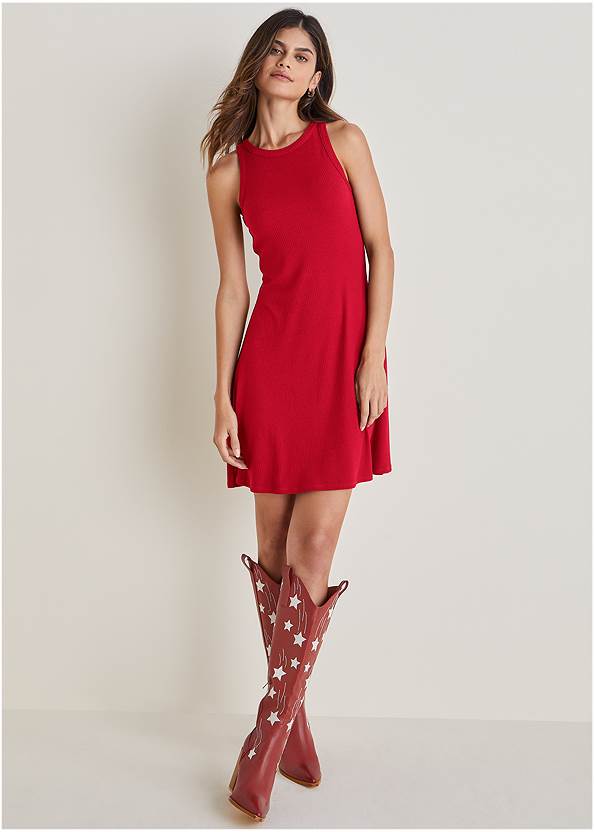 alternate view Ribbed Fit And Flare Dress