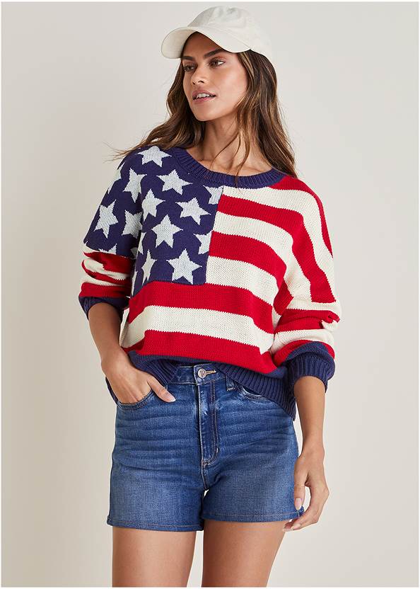 Stars And Stripes Sweater,Naomi Denim Shorts,Fit And Flare Mini Dress,Casual Sneakers
