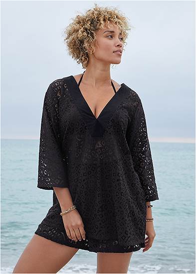 Plus Size Lace Tunic Cover-Up