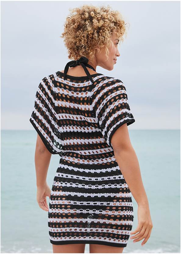 Back View Crochet Mini Cover-Up Dress