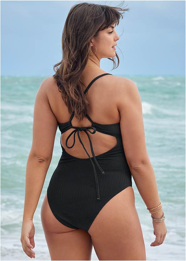 Back View Superrib Tie Back One-Piece