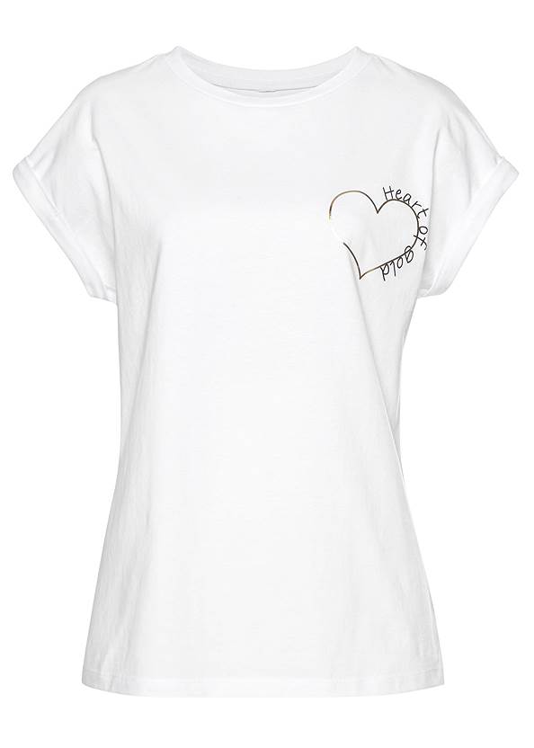 Ghost with background front view Metallic Heart Graphic Tee