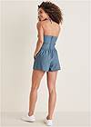 BACK View Smocked Chambray Romper