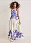 Front View Printed Linen Maxi Dress