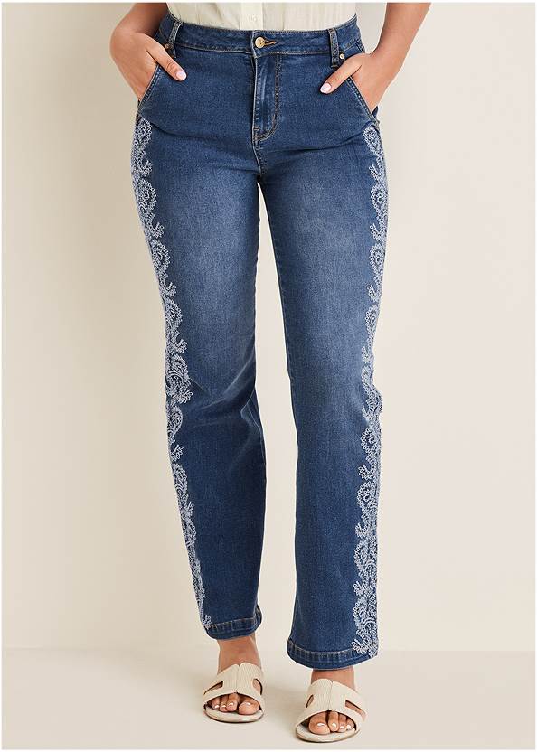 Alternate View Side Embroidered Jeans