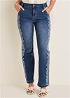 Front View Side Embroidered Jeans
