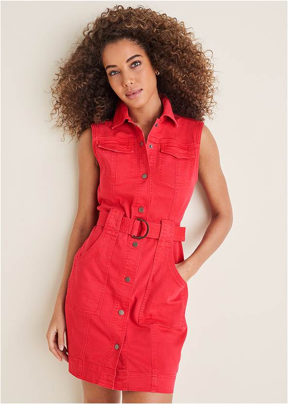 Cropped front view Twill Utility Dress