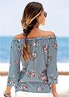 Cropped back view Floral 3/4 Sleeve Top