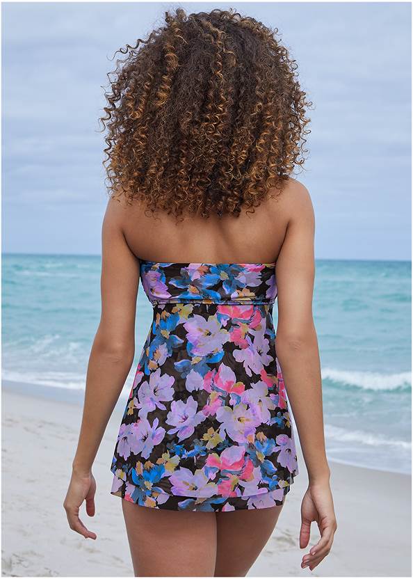 Back View Flowing Bandeau Tankini Top
