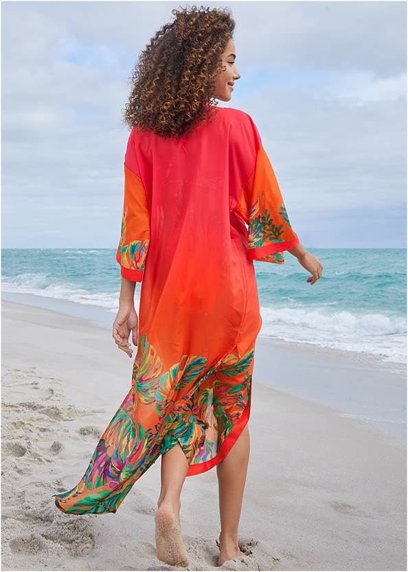 Back View Belted Kimono Cover-Up
