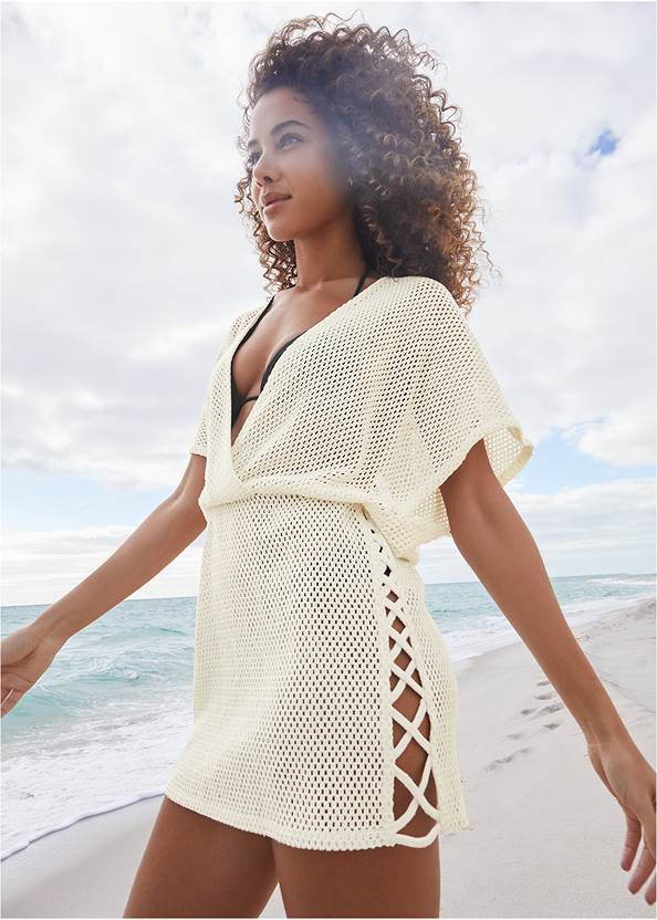Crochet Cover-Up Dress,Bahama String Bikini Top,Fiji Bikini Bottom
